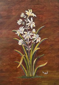 Aniqa Fatima, Tuberose, 14 x 10 Inch, Egg tempera on gesso board, AC-ANF-031 Aniqa Fatima, Tuberose, 14 x 10 Inch, Egg tempera on gesso board, AC-ANF-031